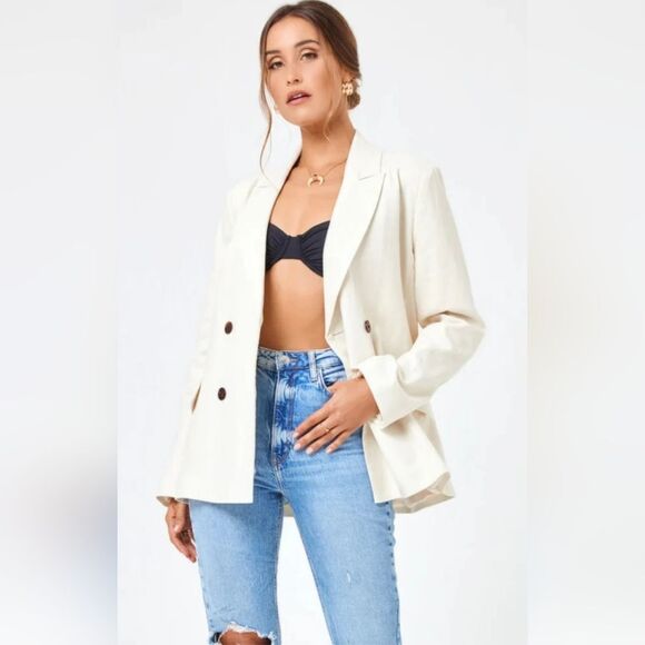 NWT L SPACE Rhodes Blazer Cream Size Small - Picture 1 of 4
